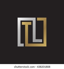 TL initial letters looping linked square elegant logo golden silver black background