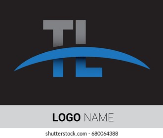TL initial logo company name colored grey and blue swoosh design.