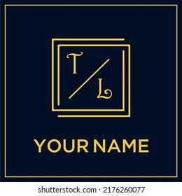 TL initial modern monogram wedding with creative rectangle line