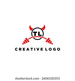 TL initial monogram for fitnes or gym logo with devil style design