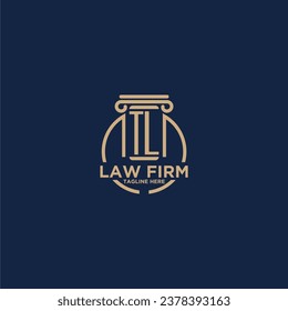 TL initial monogram for law firm with creative circle line