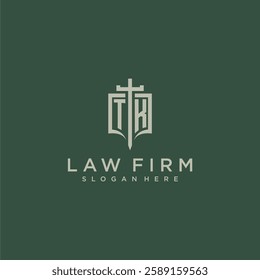 TL initial monogram for law firm with sword and shield logo image