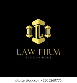 TL initial monogram logo for lawfirm with pillar design