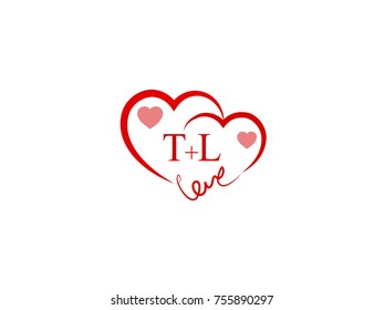 TL Initial wedding invitation, love logo template vector