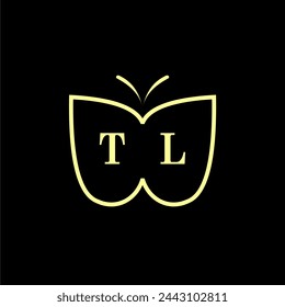 Ilustración vectorial de logotipo de mariposa de lujo TL Initials