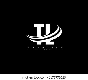 TL Letter Creative Modern Monogram Three Black Swoosh Design Logo