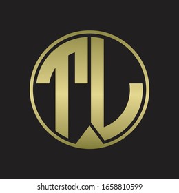 TL Logo monogram circle with piece ribbon style on gold colors