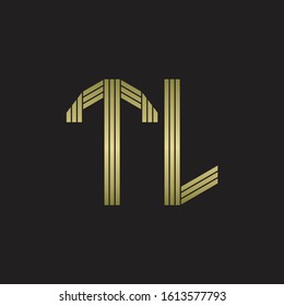 TL Logo monogram outline style linked isolated with gold colors