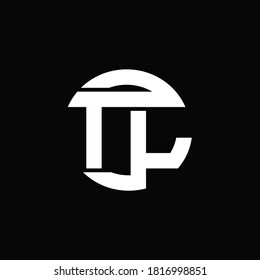 TL Logo monogram with rounded line swipe design template on black background
