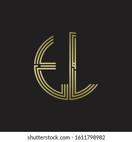 TL Logo monogram triple ribbon style line design template isolated with gold color