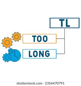TL Too long acronym. business concept background. vector illustration concept with keywords and icons. lettering illustration with icons for web banner, flyer, landing