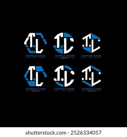 TL minimalist and classic logo set design.TL monogram polygonal and circle shape vector. TL unique design.
