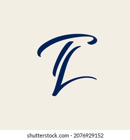 TL monogram logo. Letter t, letter l calligraphic icon isolated on light background. Alphabet initials. Characters sign. Modern design, elegant, beauty, signature style handwritten symbol.