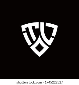 TL monogram logo with modern shield style design template isolated on black background