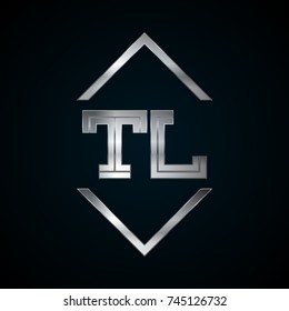 TL Monogram, Metal Logo, Silver Logo