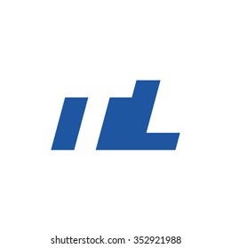 TL negative space letter logo blue