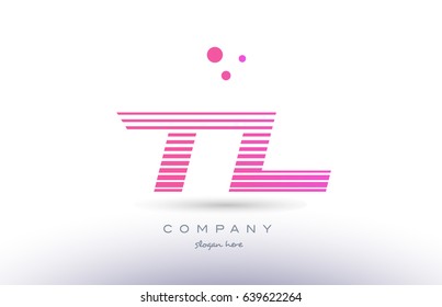 tl t l alphabet letter logo pink purple stripes lines creative text dots company vector icon design template