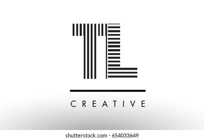 TL T L Black and White Letter Logo Design with Vertical and Horizontal Lines.