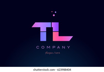 tl t l creative color blue background pink purple blue magenta alphabet letter company logo vector icon design