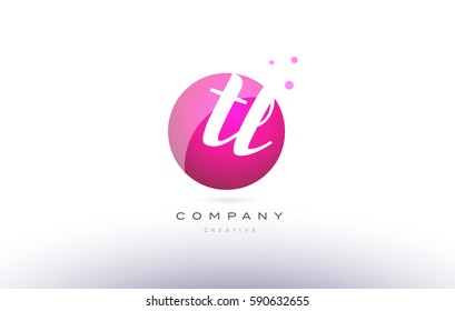 tl t l  sphere pink 3d alphabet company letter combination logo hand writting written design vector icon template 