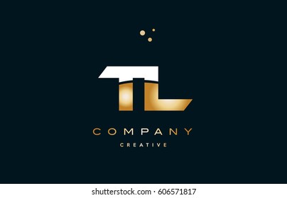 tl t l  white yellow gold golden metal metallic luxury alphabet company letter logo design vector icon template