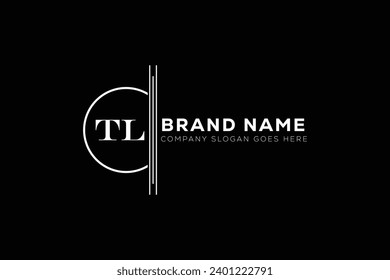 TL White Letter monogram Logo Design with Black Background. T L