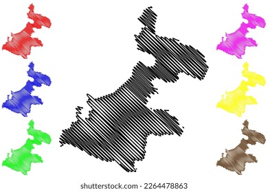 Tlacoachistlahuaca municipality (Free and Sovereign State of Guerrero, Mexico, United Mexican States) map vector illustration, scribble sketch Tlacoachistlahuaca map