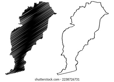 Tlacoapa municipality (Free and Sovereign State of Guerrero, Mexico, United Mexican States) map vector illustration, scribble sketch Tlacoapa map