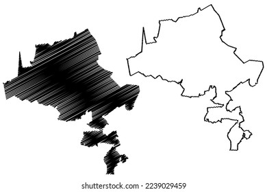 Tlapa municipality (Free and Sovereign State of Guerrero, Mexico, United Mexican States) map vector illustration, scribble sketch Tlapa de Comonfort map