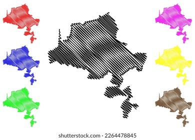 Tlapa municipality (Free and Sovereign State of Guerrero, Mexico, United Mexican States) map vector illustration, scribble sketch Tlapa de Comonfort map