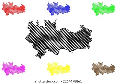 Tlapehuala municipality (Free and Sovereign State of Guerrero, Mexico, United Mexican States) map vector illustration, scribble sketch Tlapehuala map