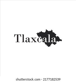 Tlaxcala-Karte und schwarzes Buchstabendesign auf weißem Hintergrund