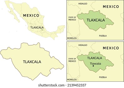 Lage des Tlaxcala-Staates auf Karte von Mexiko