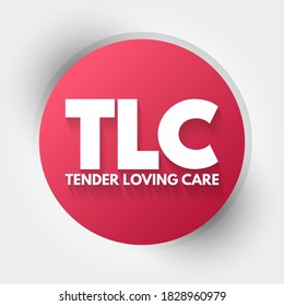 TLC - Tender Loving Care acronym, concept background