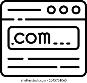 Tld .com register concept, dot com domain url vector Icon design, Cloud computing and Web hosting services Symbol on White background