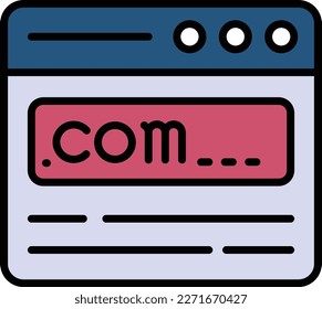 Tld .com register stock, Domain Registrar illustration, commercial domain registration concept, dot com domain url vector Icon design, Cloud computing and Web hosting services Symbol,