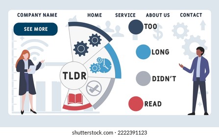 TLDR - Too Long Didn't Read acronym. business concept background.  vector illustration concept with keywords and icons. lettering illustration with icons for web banner, flyer, landing