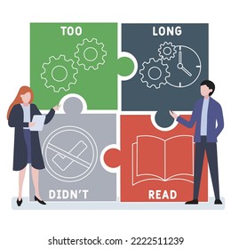 TLDR - Too Long Didn't Read acronym. business concept background.  vector illustration concept with keywords and icons. lettering illustration with icons for web banner, flyer, landing