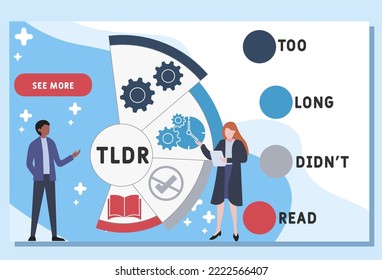 TLDR - Too Long Didn't Read acronym. business concept background.  vector illustration concept with keywords and icons. lettering illustration with icons for web banner, flyer, landing