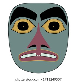 Tlingit mask. Isolated vector illustration. Native American Indian art.