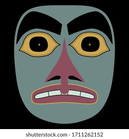 Máscara tlingit.Ilustración vectorial aislada. Arte indígena americano.