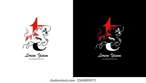t-logo design combined with bison
