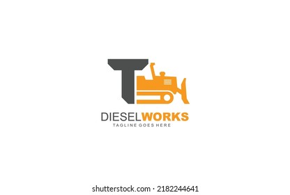 Tlogo dozer for construction company. Heavy equipment template vector illustration for your brand.