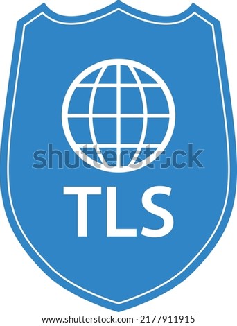 TLS - blue colored shield icon on white background