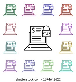 TLS payment protection multi color style icon. Simple thin line, outline vector of online shopping icons for ui and ux, website or mobile application