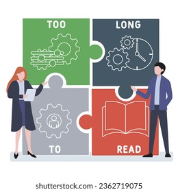 TLTR too long to read acronym. business concept background.  vector illustration concept with keywords and icons. lettering illustration with icons for web banner, flyer, landing