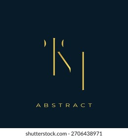 TM Abstractas diseño de logotipo dorado. Abstractas composición de símbolos de oro sobre un fondo azul marino oscuro