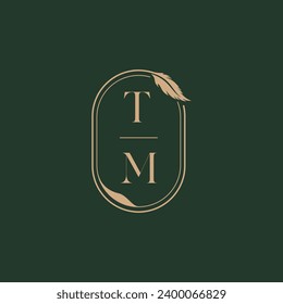 TM feather concept wedding monogram logo design ideas as inspiration