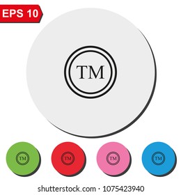 Tm flat round colorful vector icon.