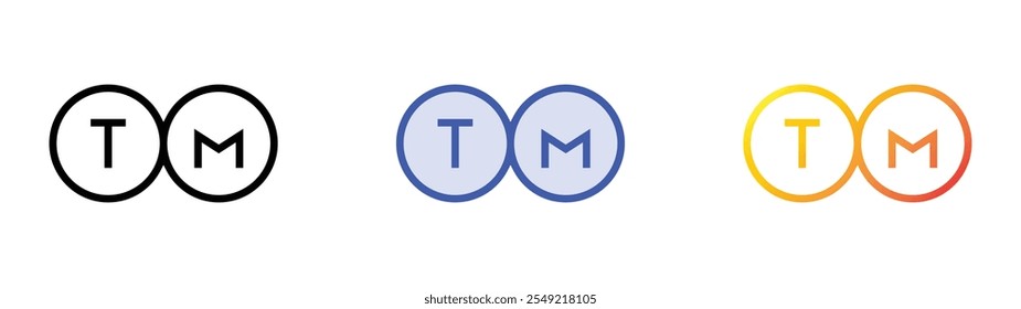 tm icon. Linear, Blue Fill and Gradient Style Design Isolated On White Background